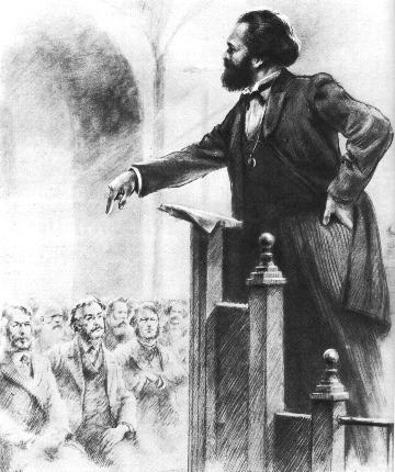 Marx addressing the International