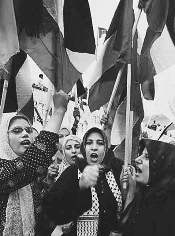 Palestinian Women lead a demonstration in Gaza protesting the destruction of their homes by bulldozers