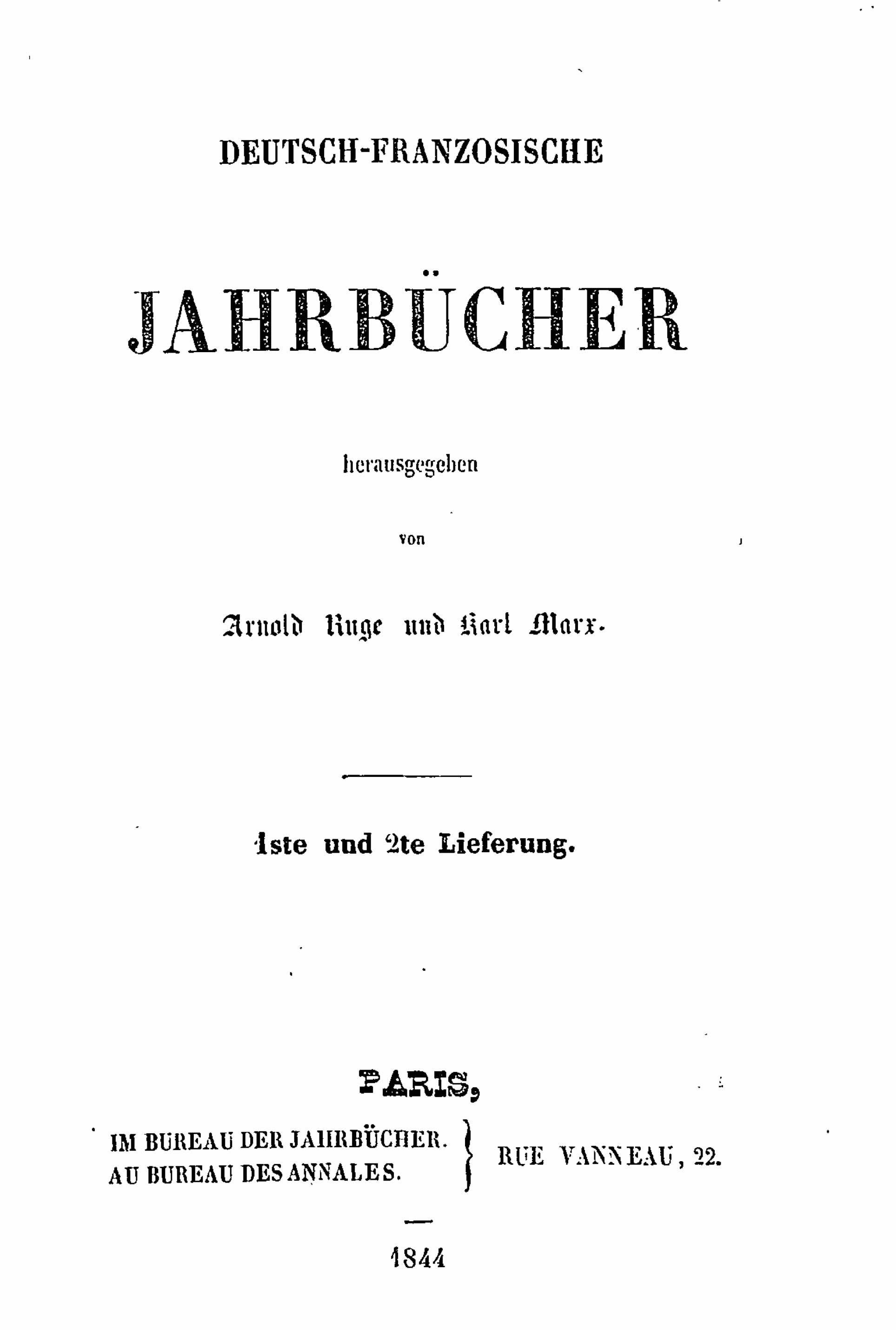 Retrato Deutsch-Französische Jahrbücher (Anais Franco-Alemães)