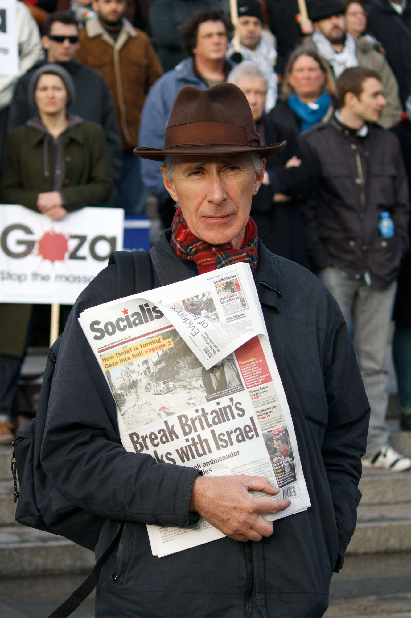 a socialist selling a newspaper